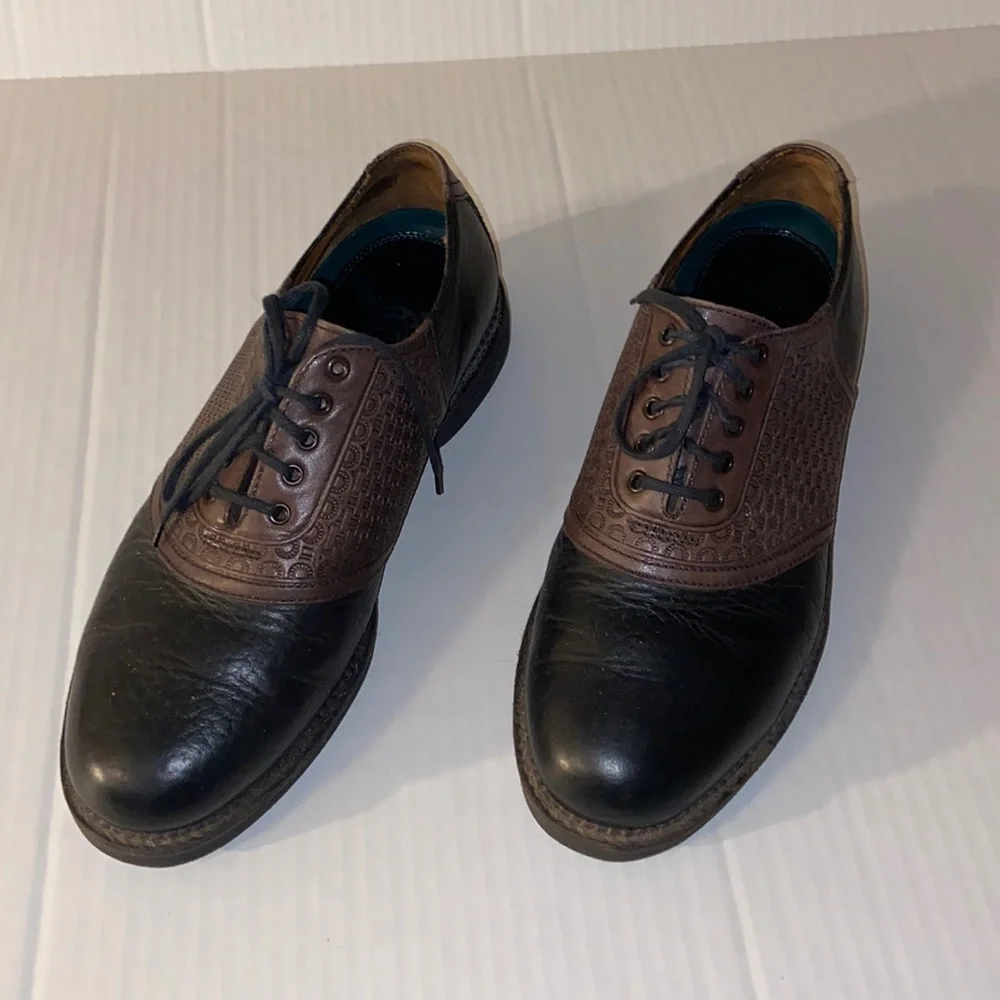 H. S. Trask Brown Leather Lace Up Two Tone Oxford Size 9 M Shoes
